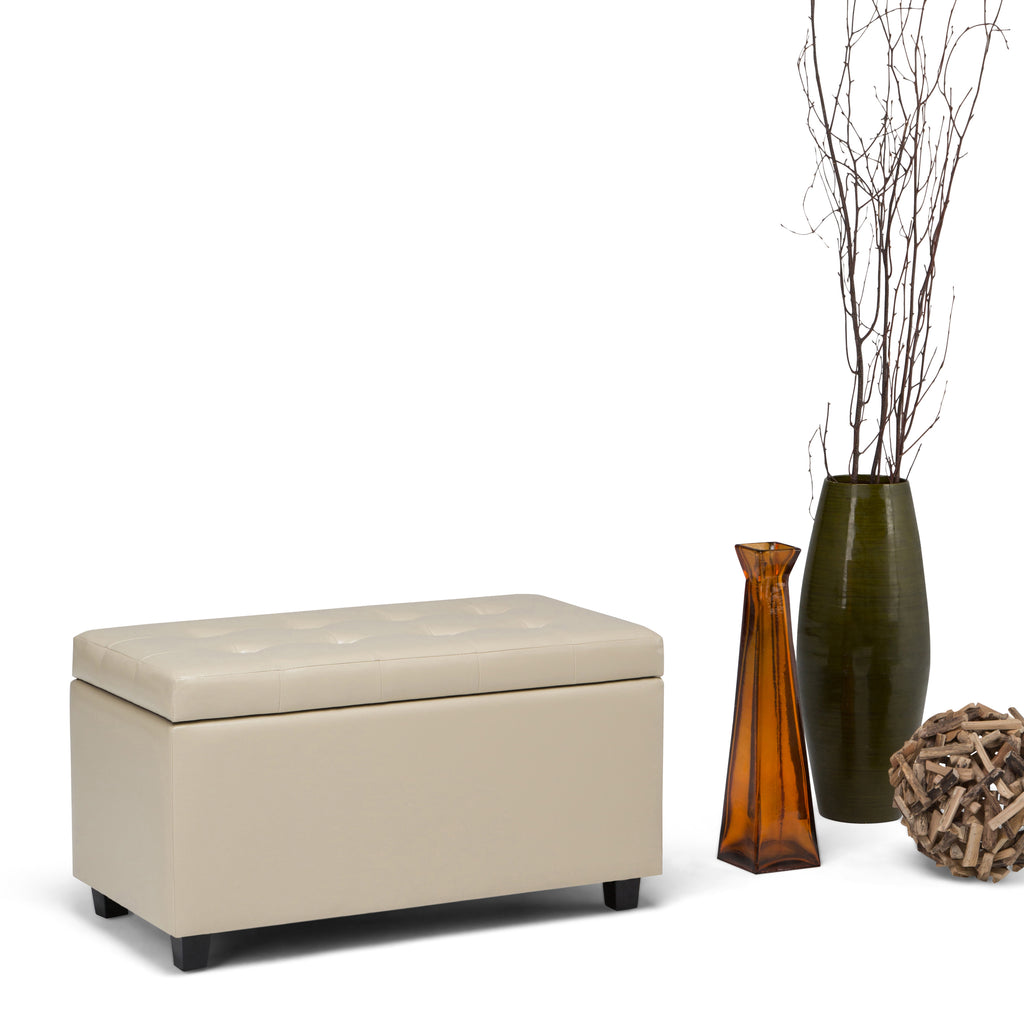 Cosmopolitan 34 Inch Wide Storage Ottoman in Satin