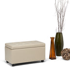 Cosmopolitan 34 Inch Wide Storage Ottoman in Satin