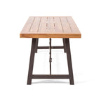 Outdoor Acacia Wood Metal Base Dining Table - Teak