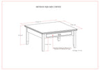 Artisan 36 Inch Wide Solid Wood Square Coffee Table in Russet