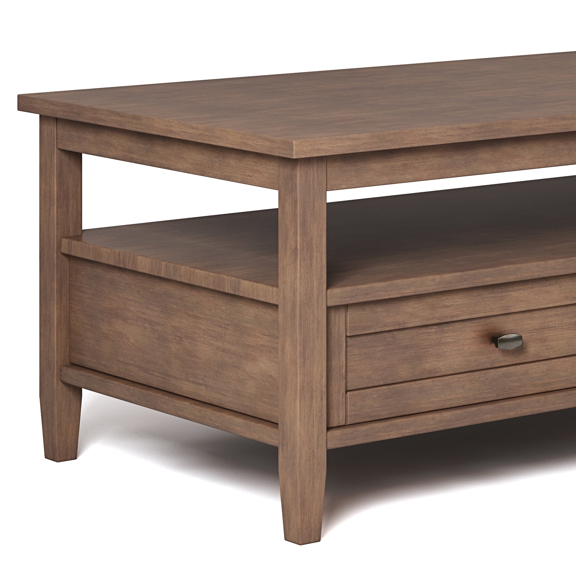 Warm Shaker Solid Wood 48 Inch Wide Transitional Coffee Table in Rustic