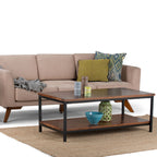 Skyler 48 Inch Wide Solid Mango Wood Coffee Table in Dark