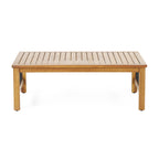 Outdoor Acacia Wood and Iron Loveseat and Coffee Table Set