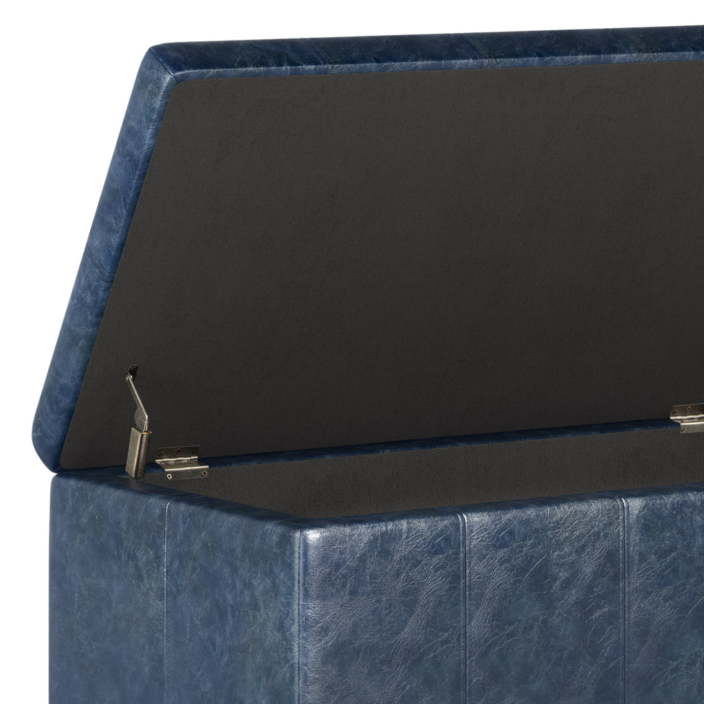 Dover 36 Inch Wide Storage Ottoman Bench in Denim