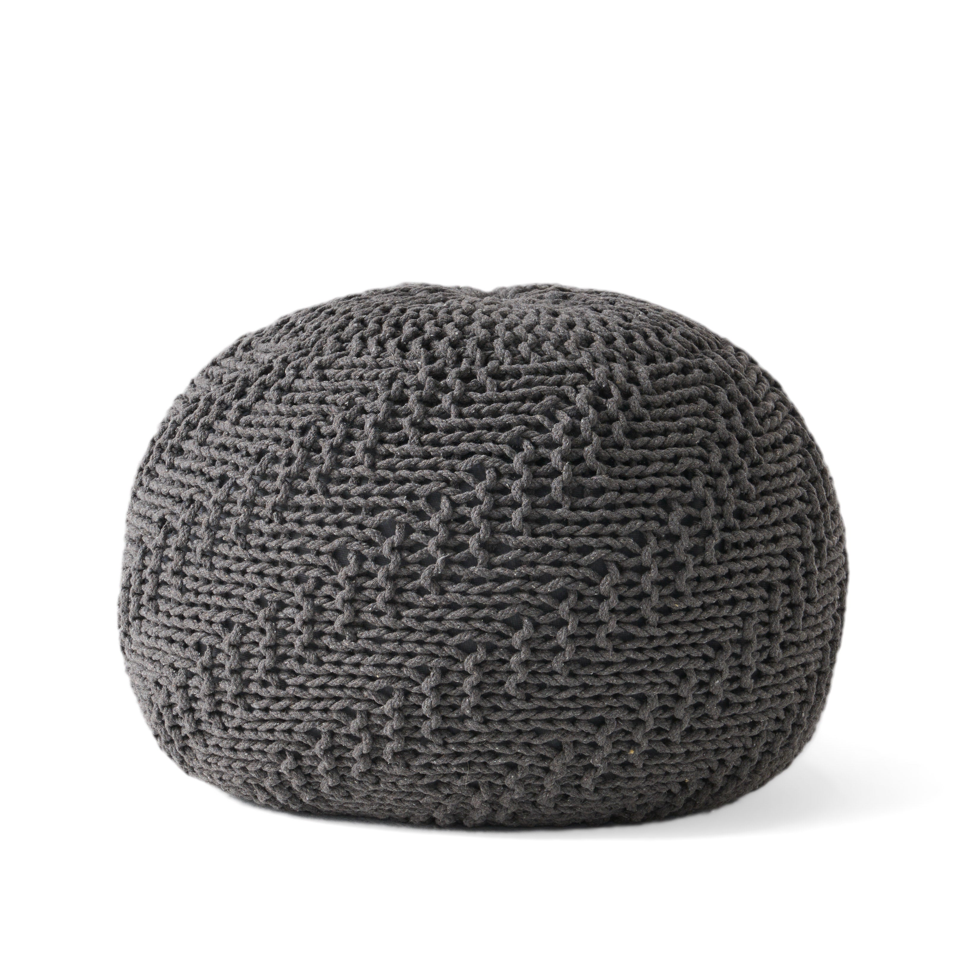 Hazel Knitted Cotton Yarn 20 x 20 Round Pouf