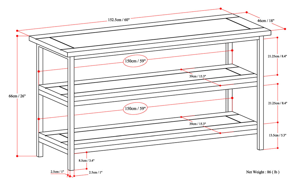 Skyler 60 Inch Wide Solid Mango Wood TV Stand in Dark