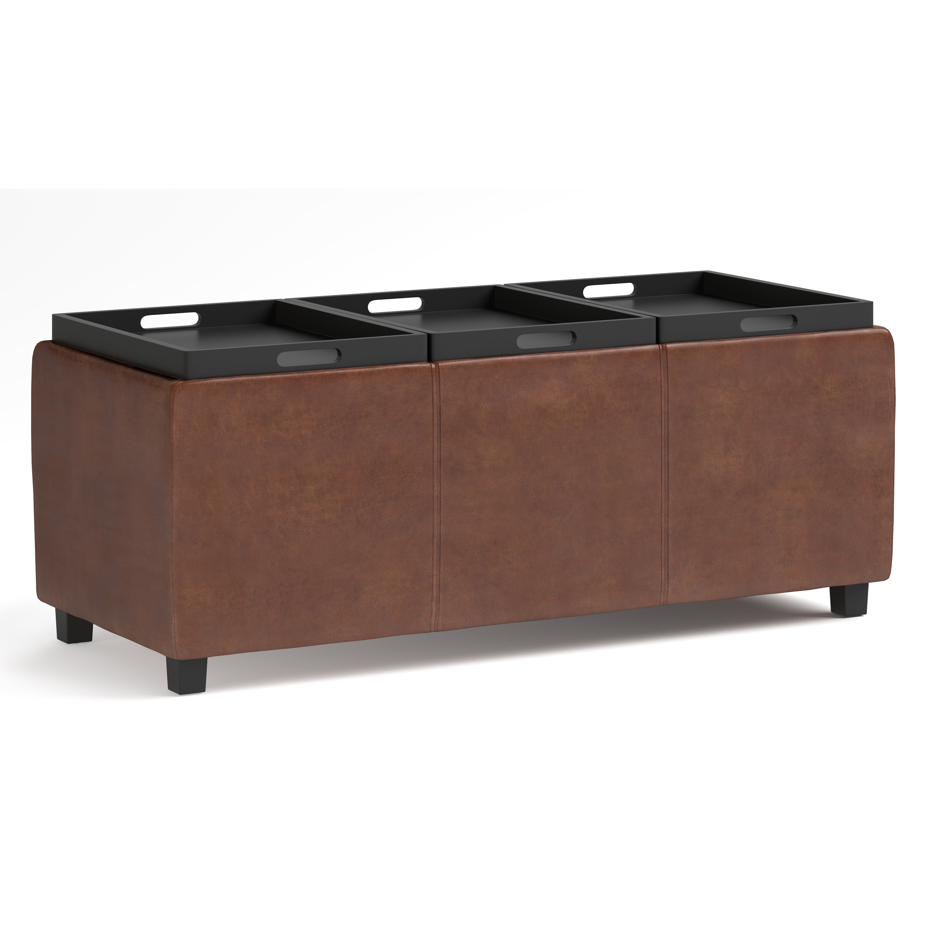 Avalon 42 Inch Wide Storage Ottoman in Distressed Saddle