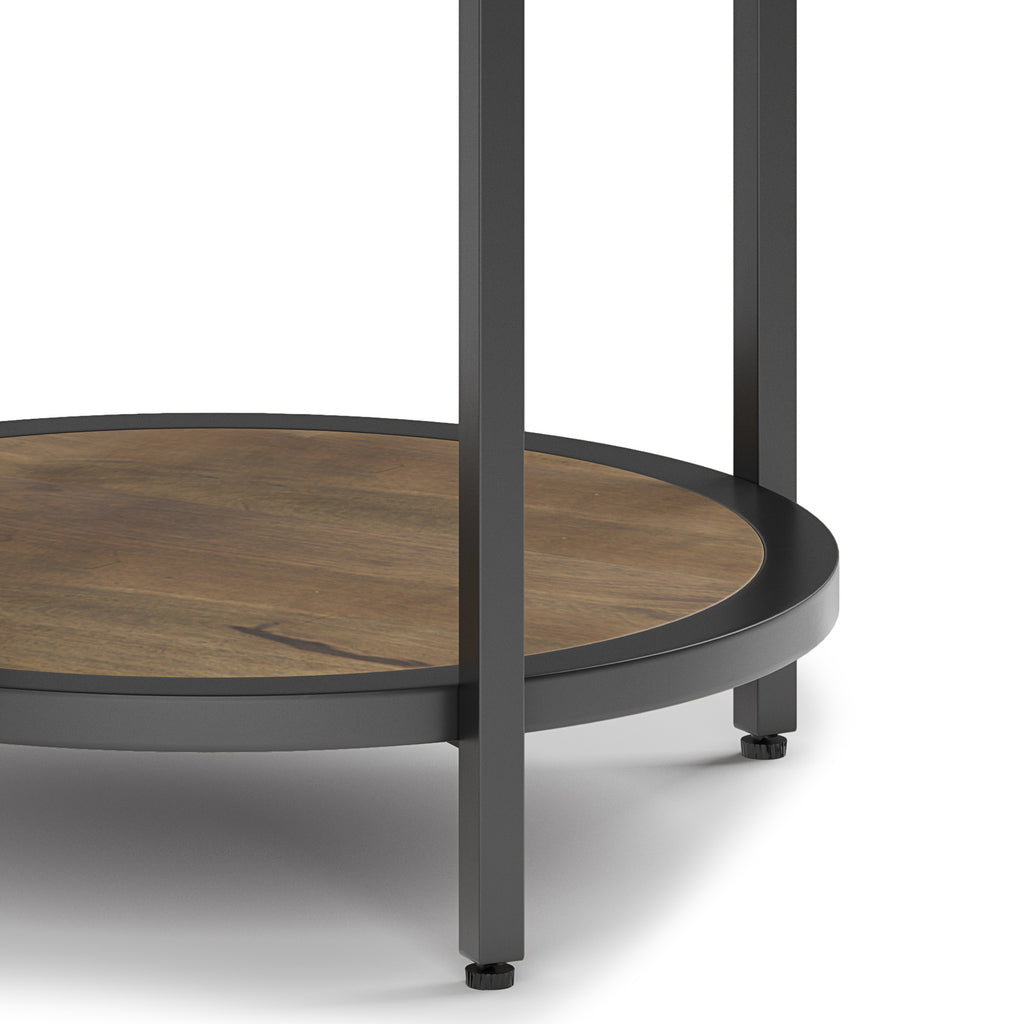 Jenna 18" Wide Solid Mango Wood and Metal Round Side Table