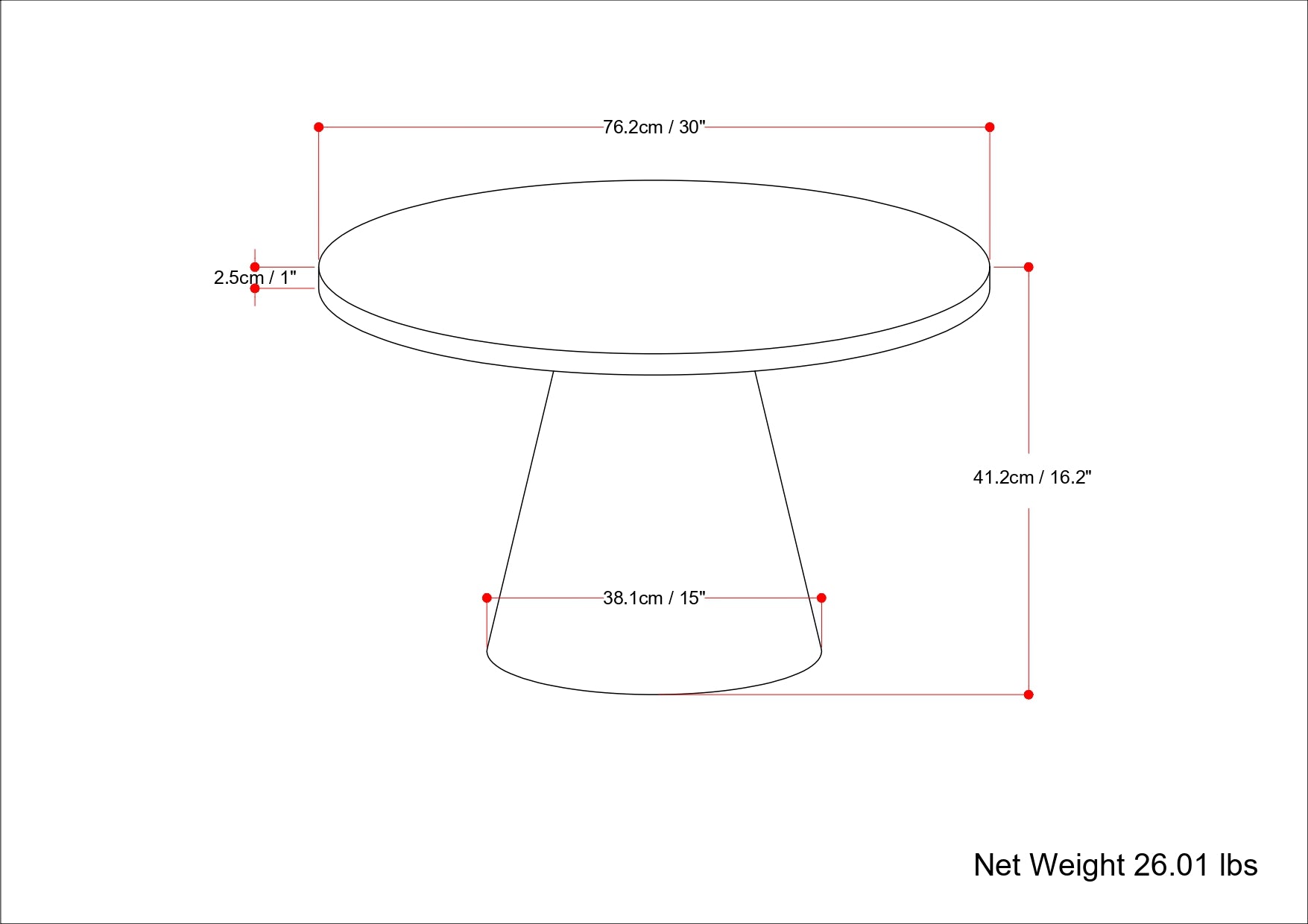 Winnie 30 Inch Wide Modern Solid Acacia Round Pedestal Coffee Table