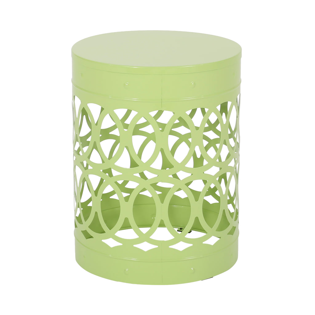 Modern Outdoor Metal End Table with Iron Cut Design