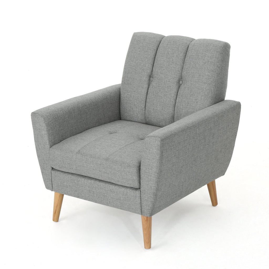 Mid Century Fabric Channel Stitch Club Chair