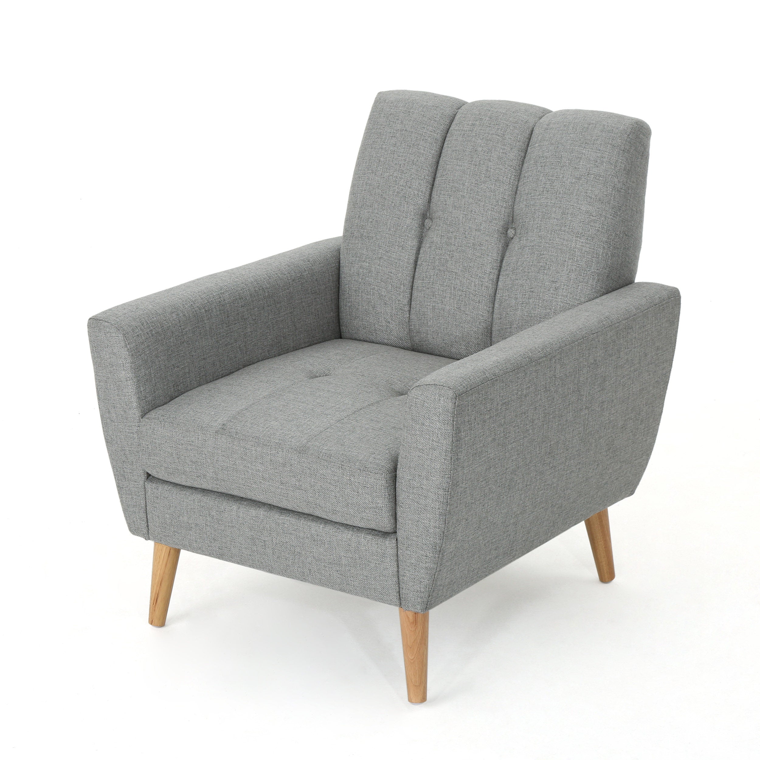 Mid Century Fabric Channel Stitch Club Chair