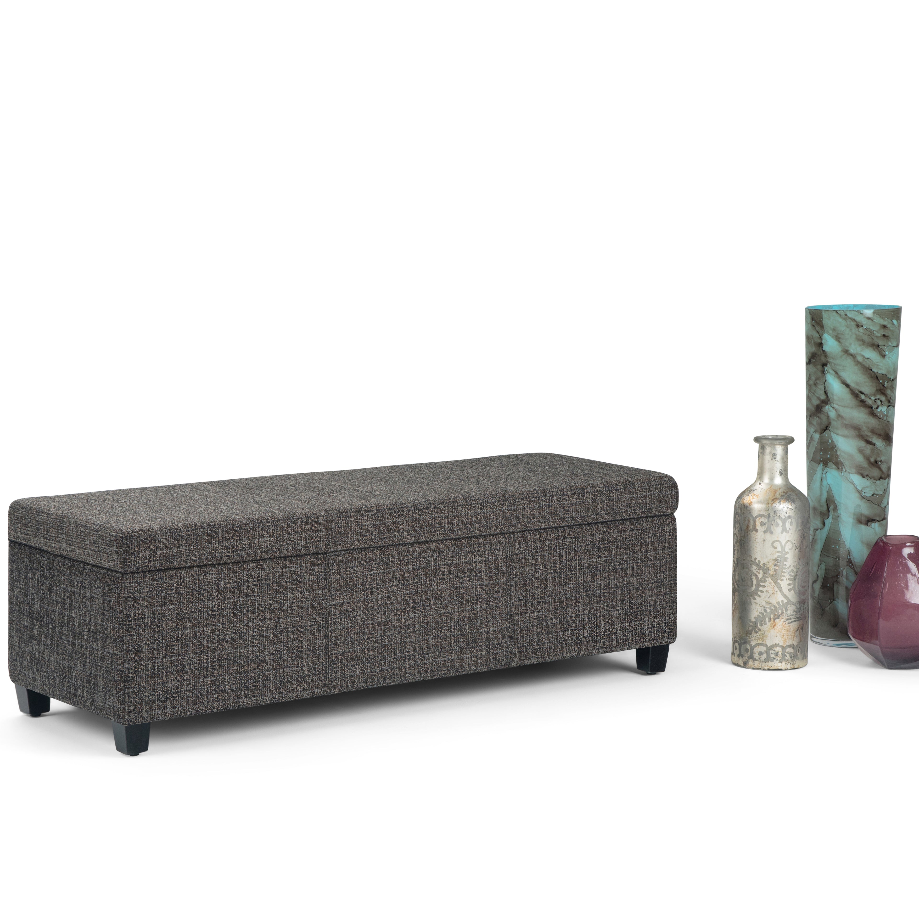Avalon 48 Inch Wide Storage Ottoman Bench in Dark