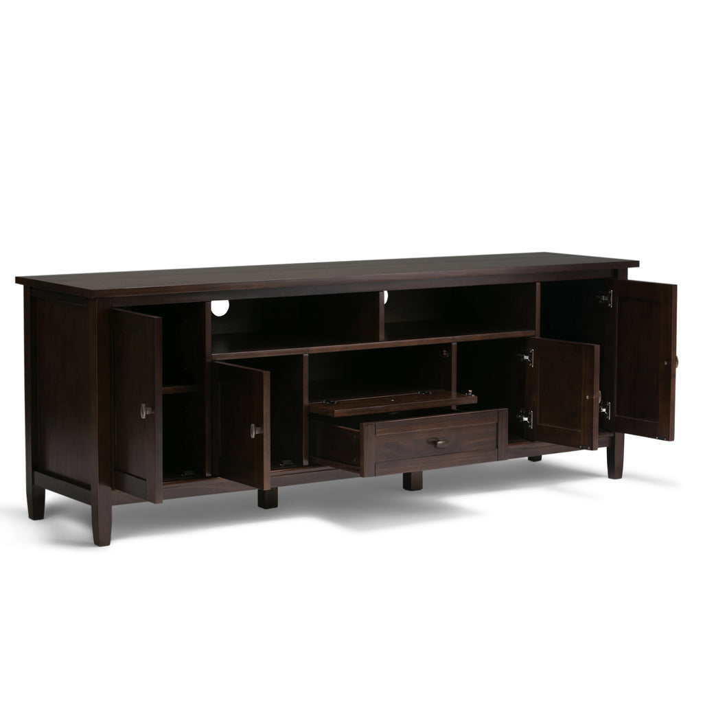 Warm Shaker 72 Inch Wide Solid Wood TV Stand in Tobacco