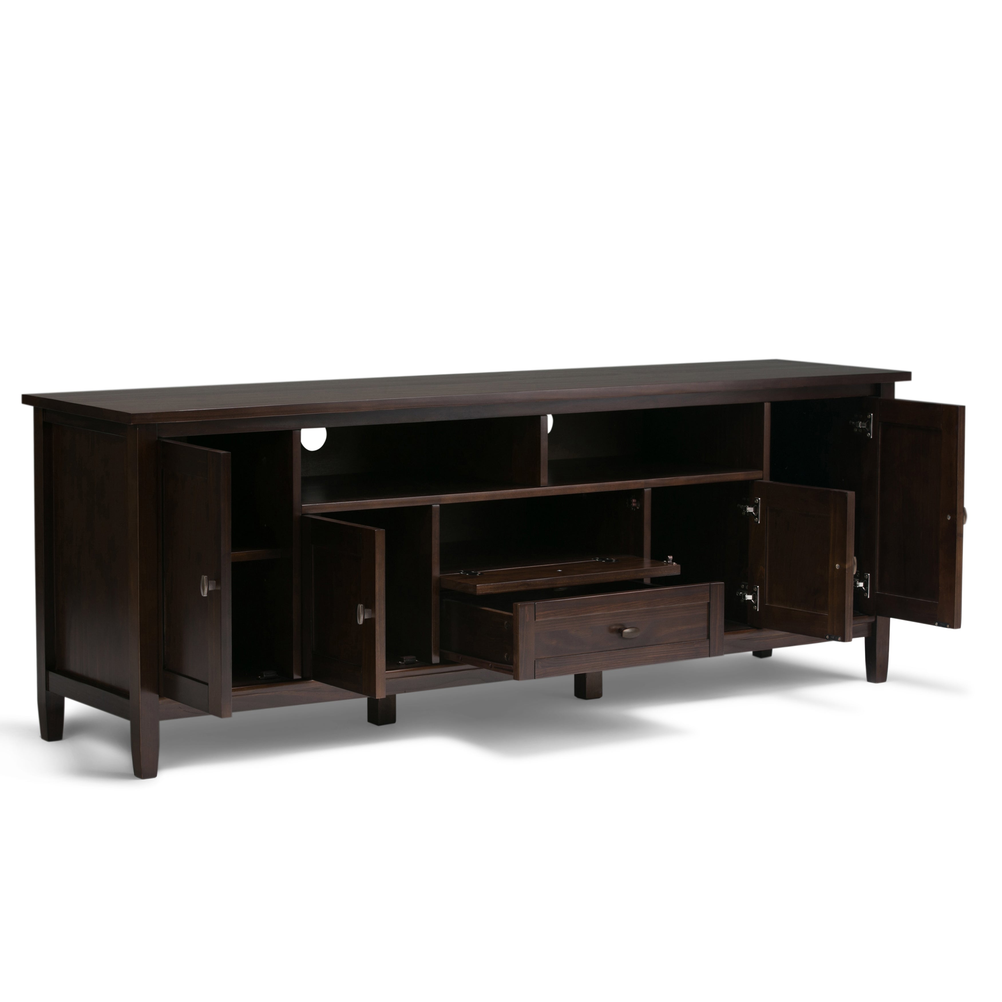 Warm Shaker 72 Inch Wide Solid Wood TV Stand in Tobacco