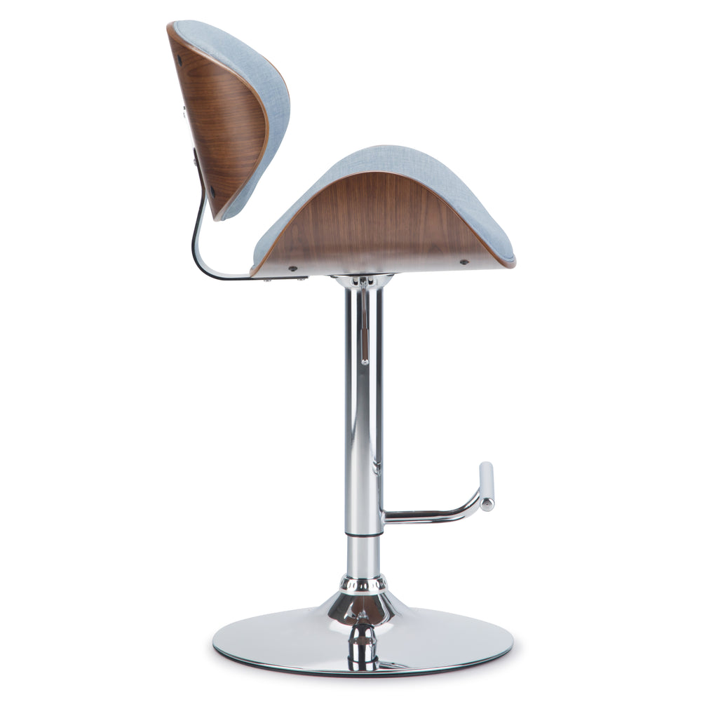 Marana 37–45 Inch Seat Height Bentwood Adjustable Swivel Bar Stool in Denim