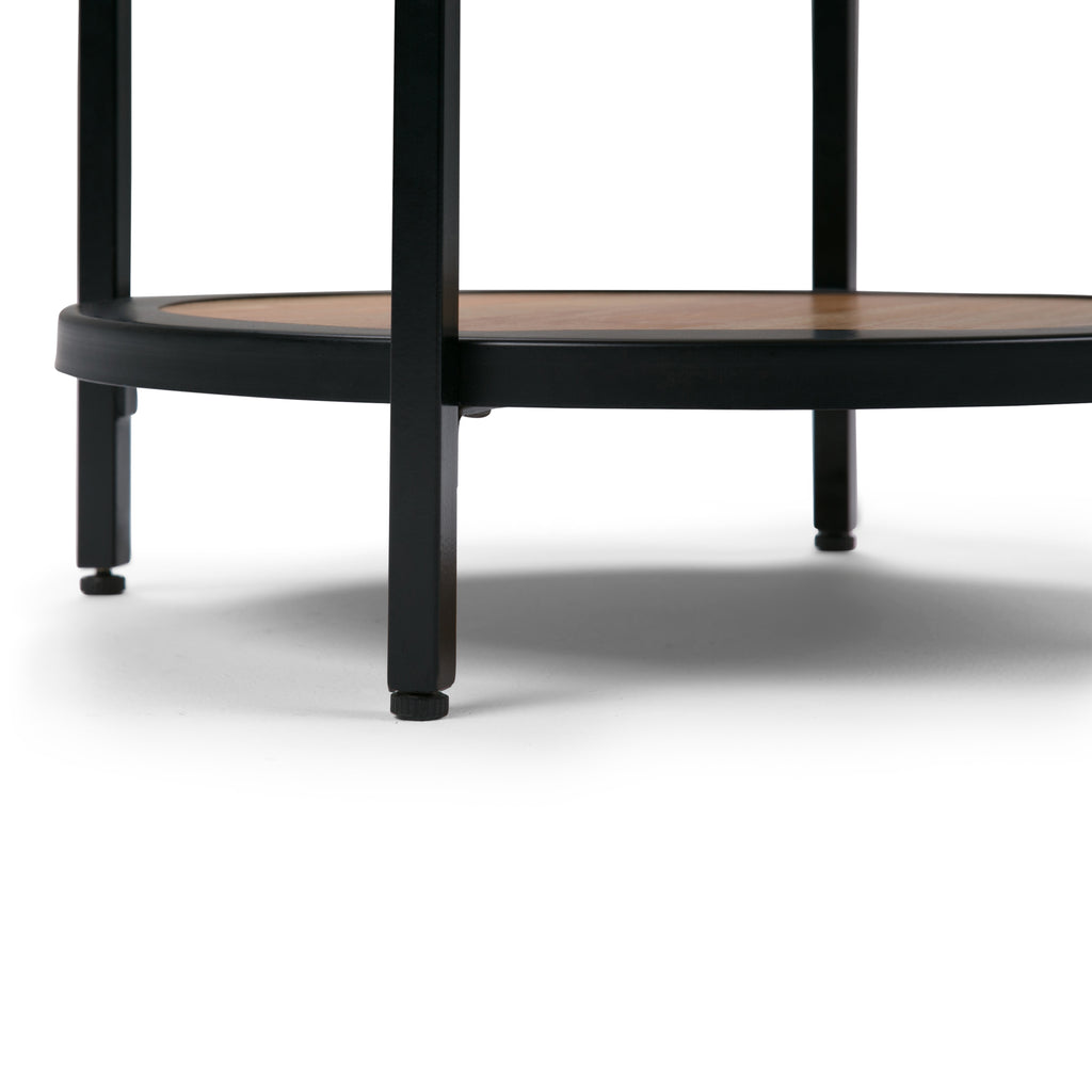 Jenna 18 Inch Wide Solid Mango Wood and Metal Round Side Table