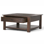 Monroe 38 Inch Wide Solid Acacia Wood Square Coffee Table