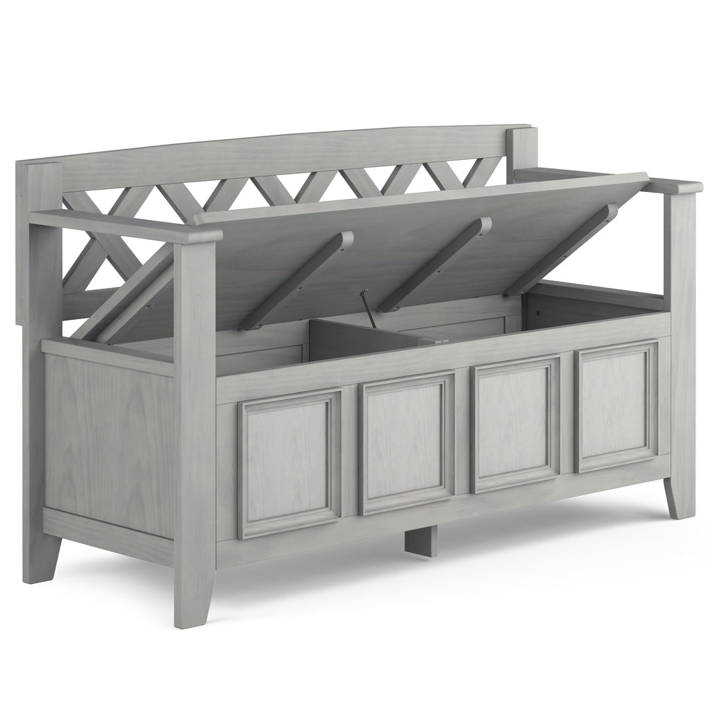 Amherst Solid Wood Entryway Storage Bench in Fog