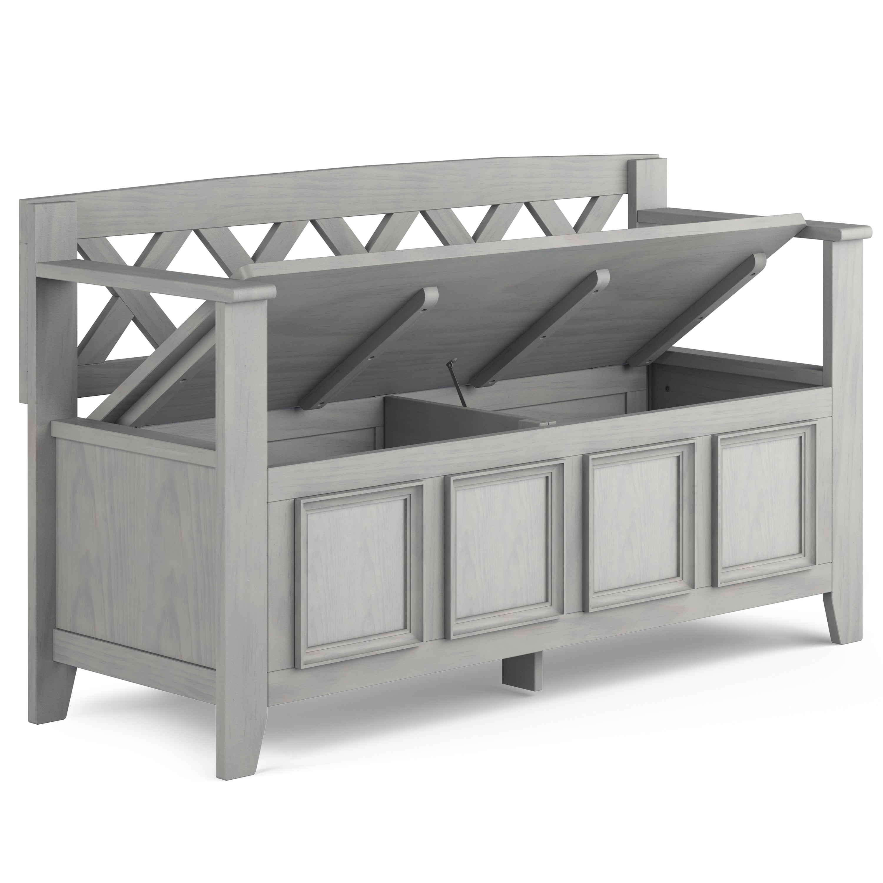 Amherst Solid Wood Entryway Storage Bench in Fog
