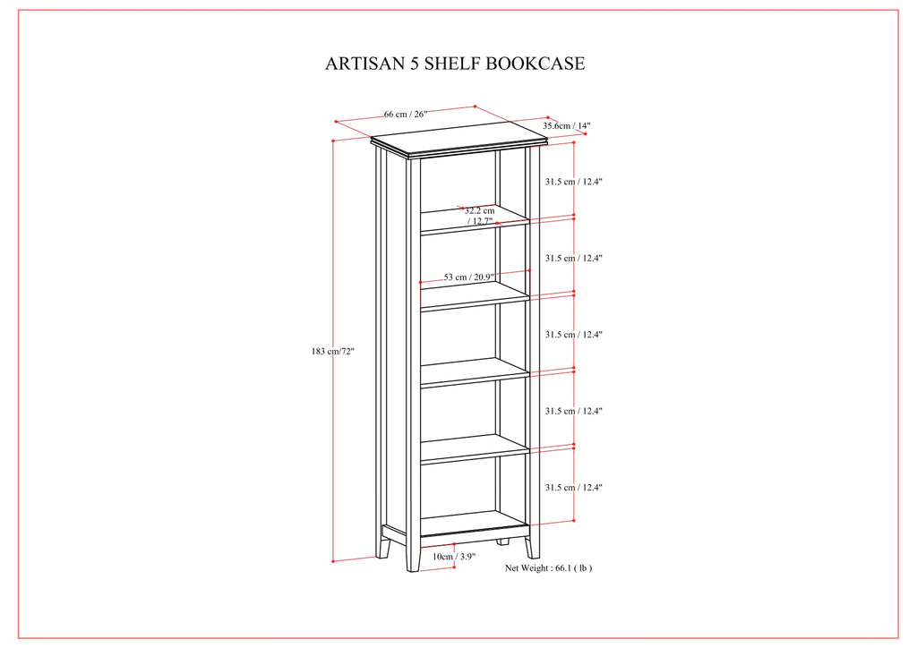 Artisan 5 Shelf Bookcase