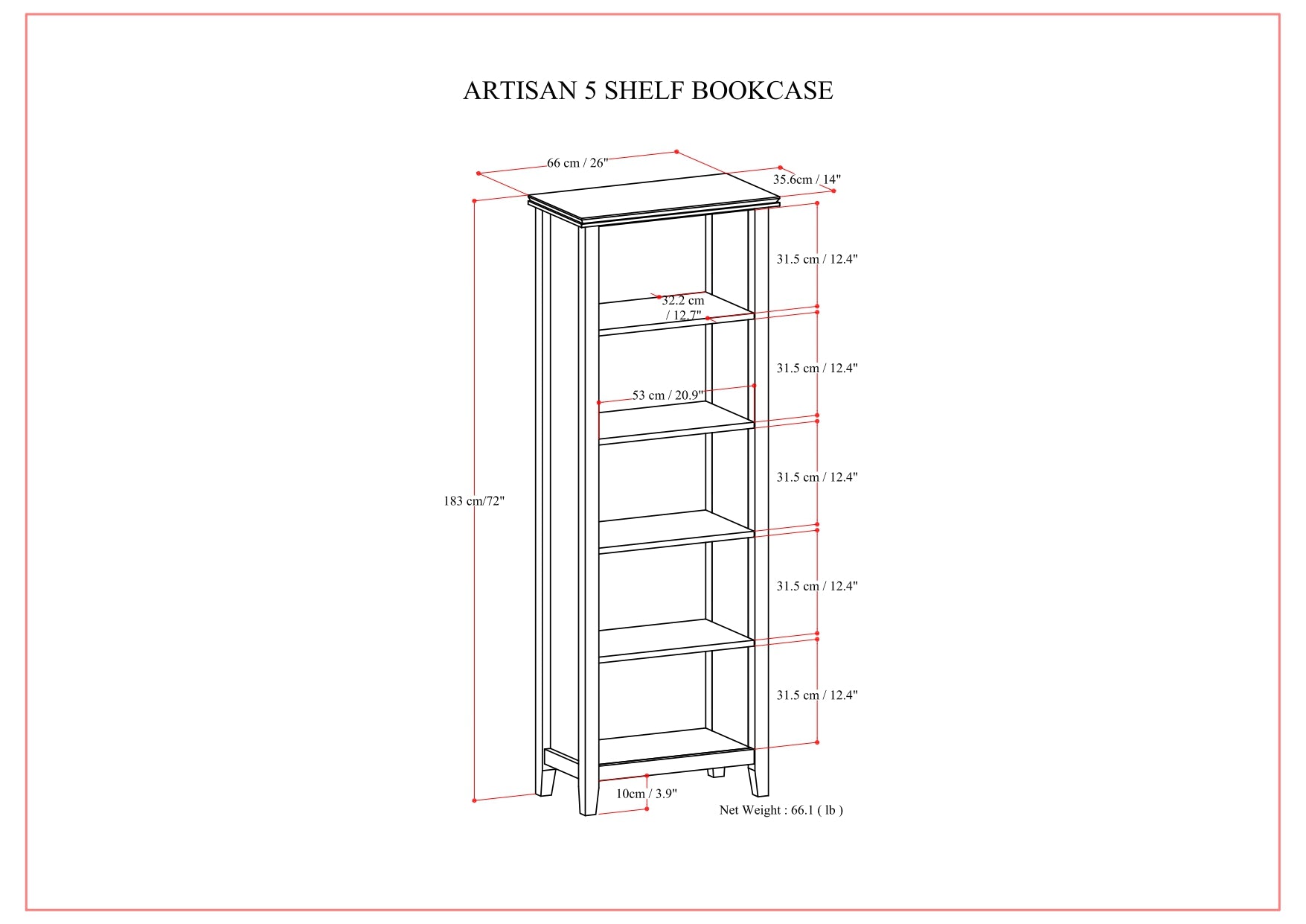 Artisan 5 Shelf Bookcase