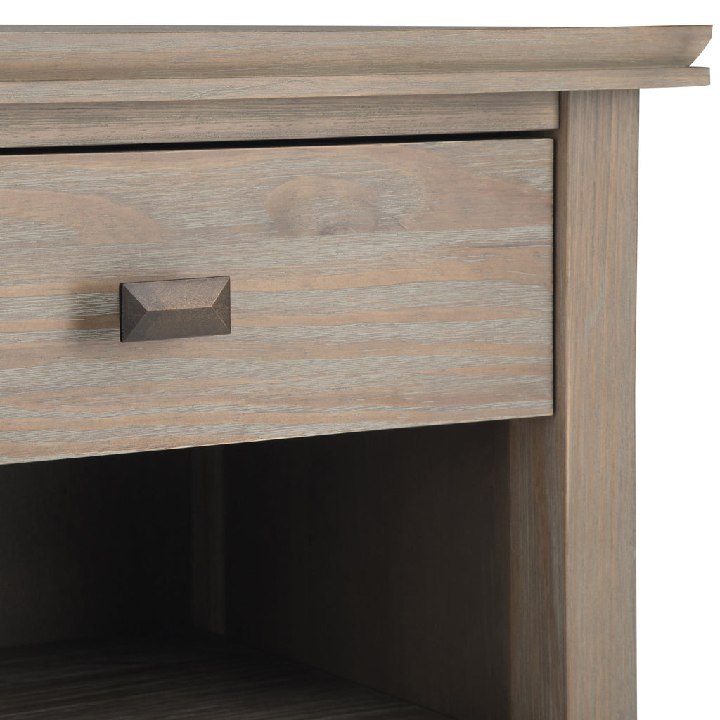 Artisan 24 Inch Wide Solid Wood Bedside Table in Distressed Grey