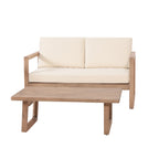 Outdoor Acacia Wood Loveseat and Coffee Table Set