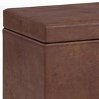 Avalon 54 Inch Wide Extra Large Storage Ottoman Bench in Distressed Saddle