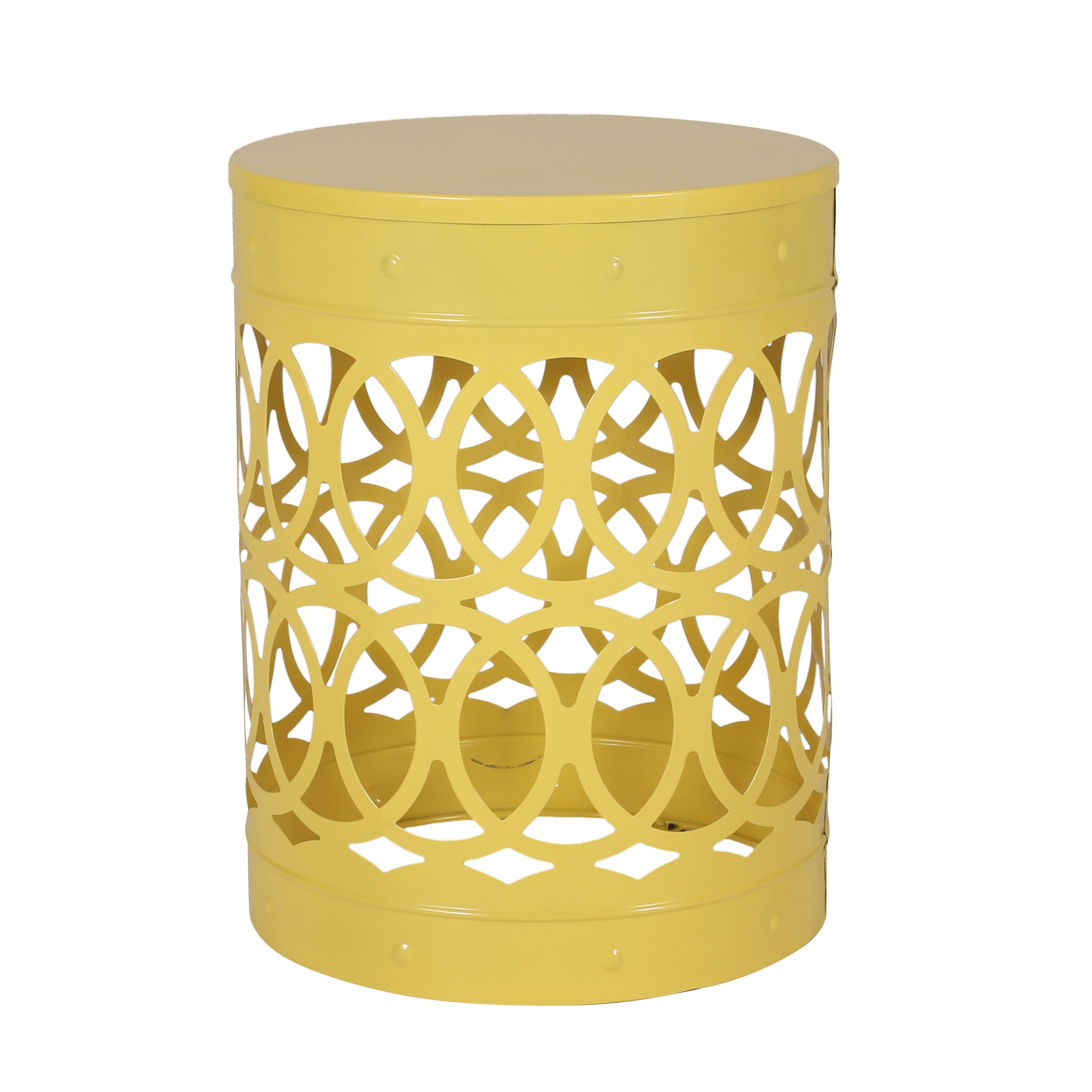 Large Modern Outdoor Metal End Table with Iron Cut Design
