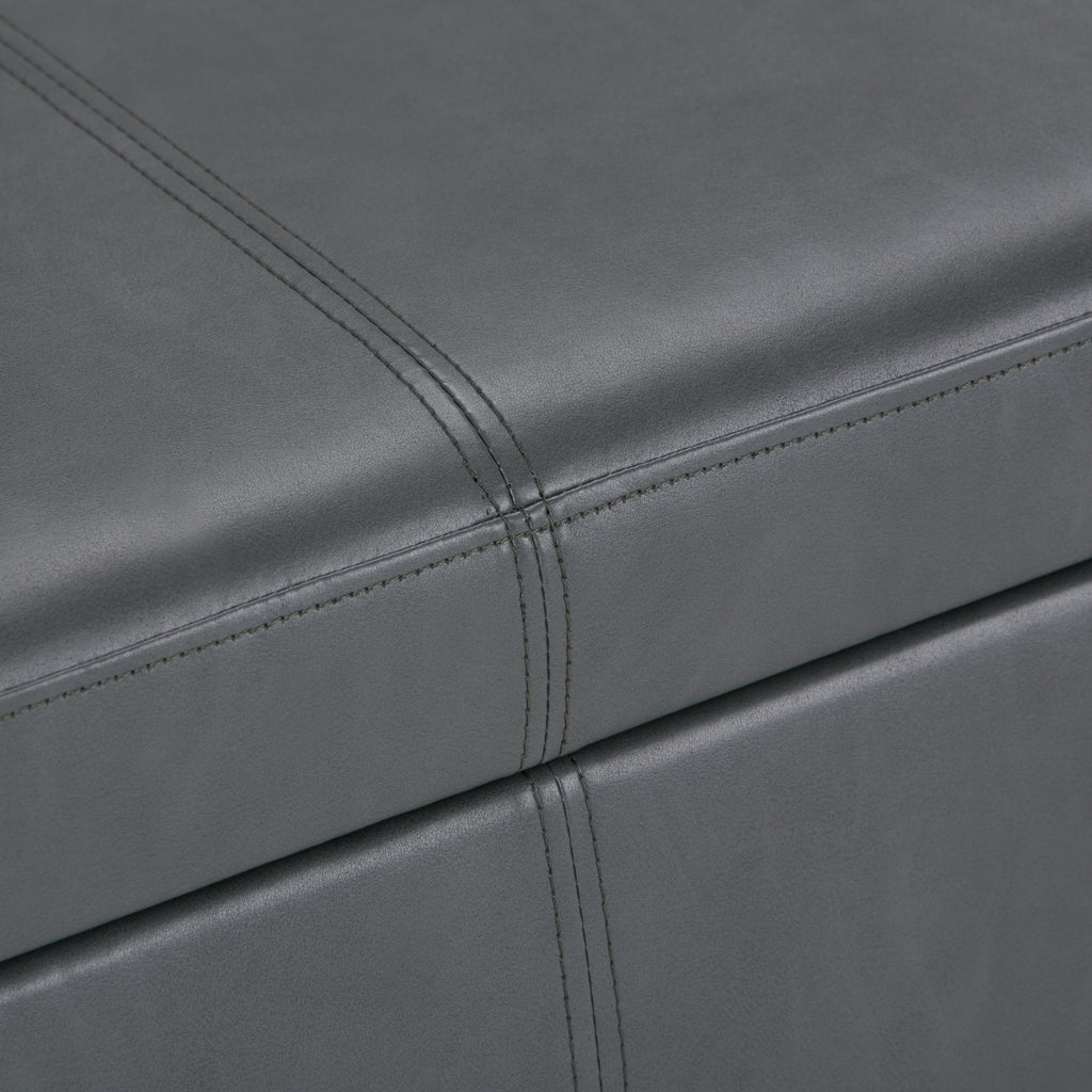 Avalon 48 Inch Wide Storage Ottoman Bench in Stone