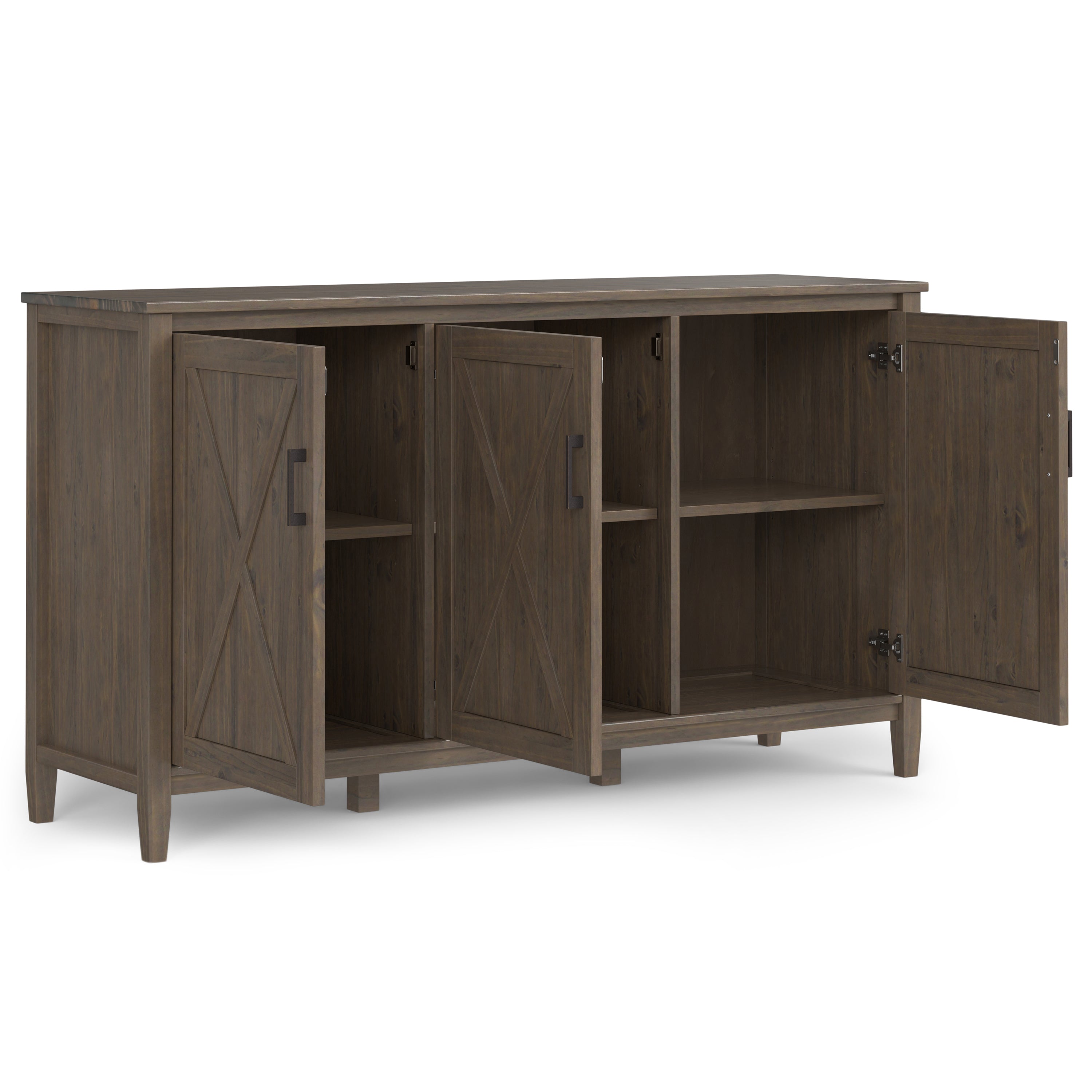Ela 60 Inch Wide Solid Wood Storage Cabinet in Smoky
