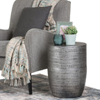 Johnsen 15 Inch Wide Tribal Pattern Metal Accent Table
