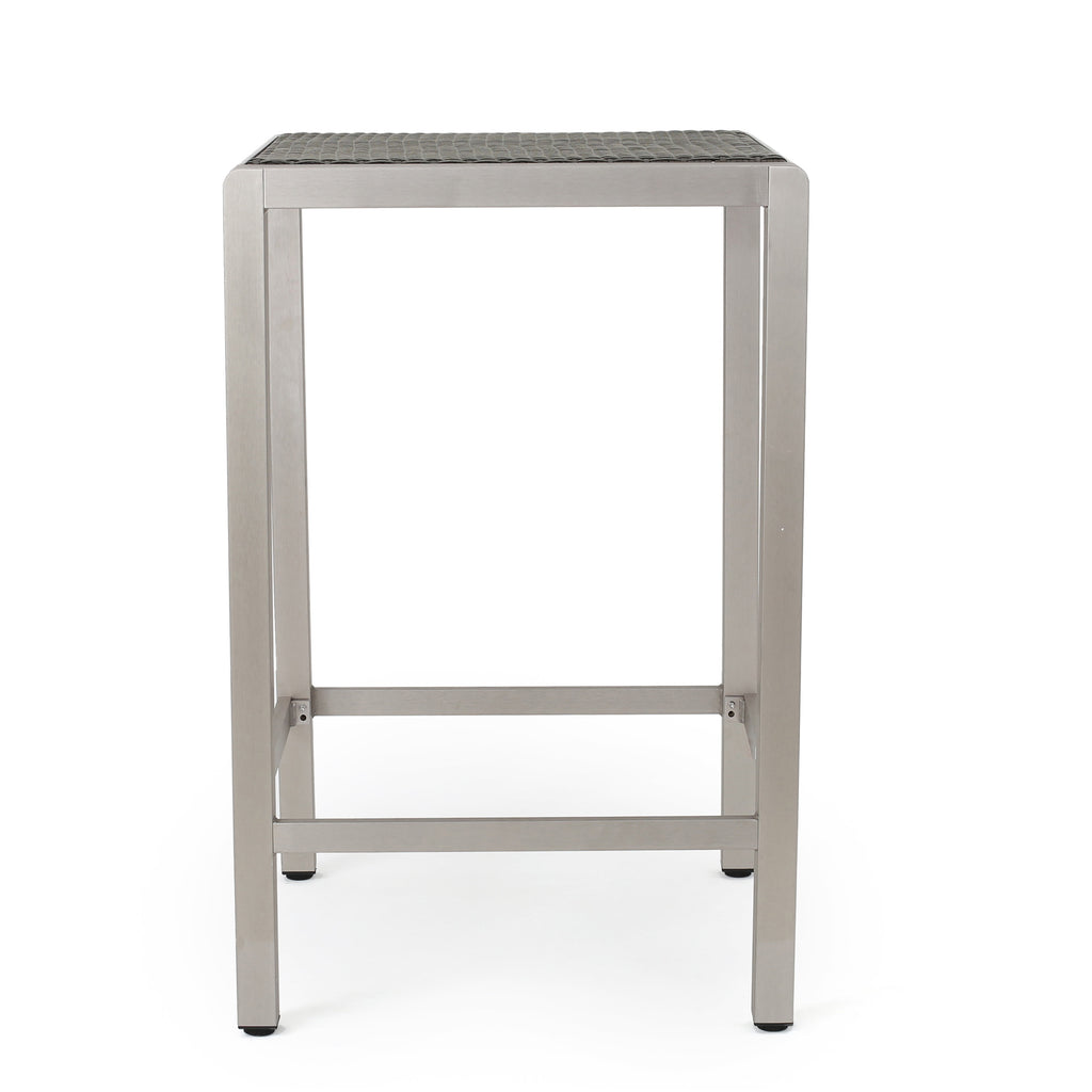 43" Outdoor Aluminum Frame Bar Table with PE Rattan Table Top