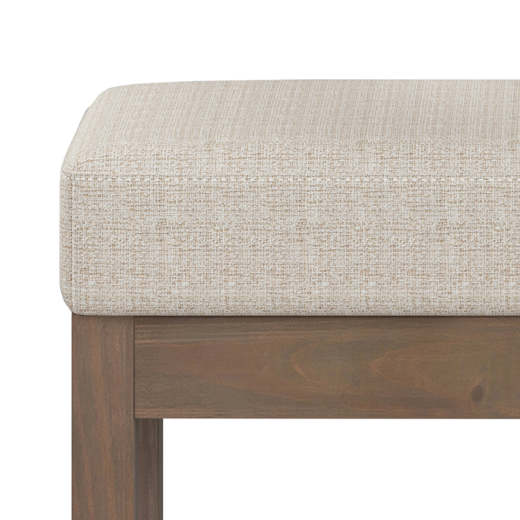 Milltown 27 Inch Wide Solid Wood Footstool Small Ottoman Bench in Platinum