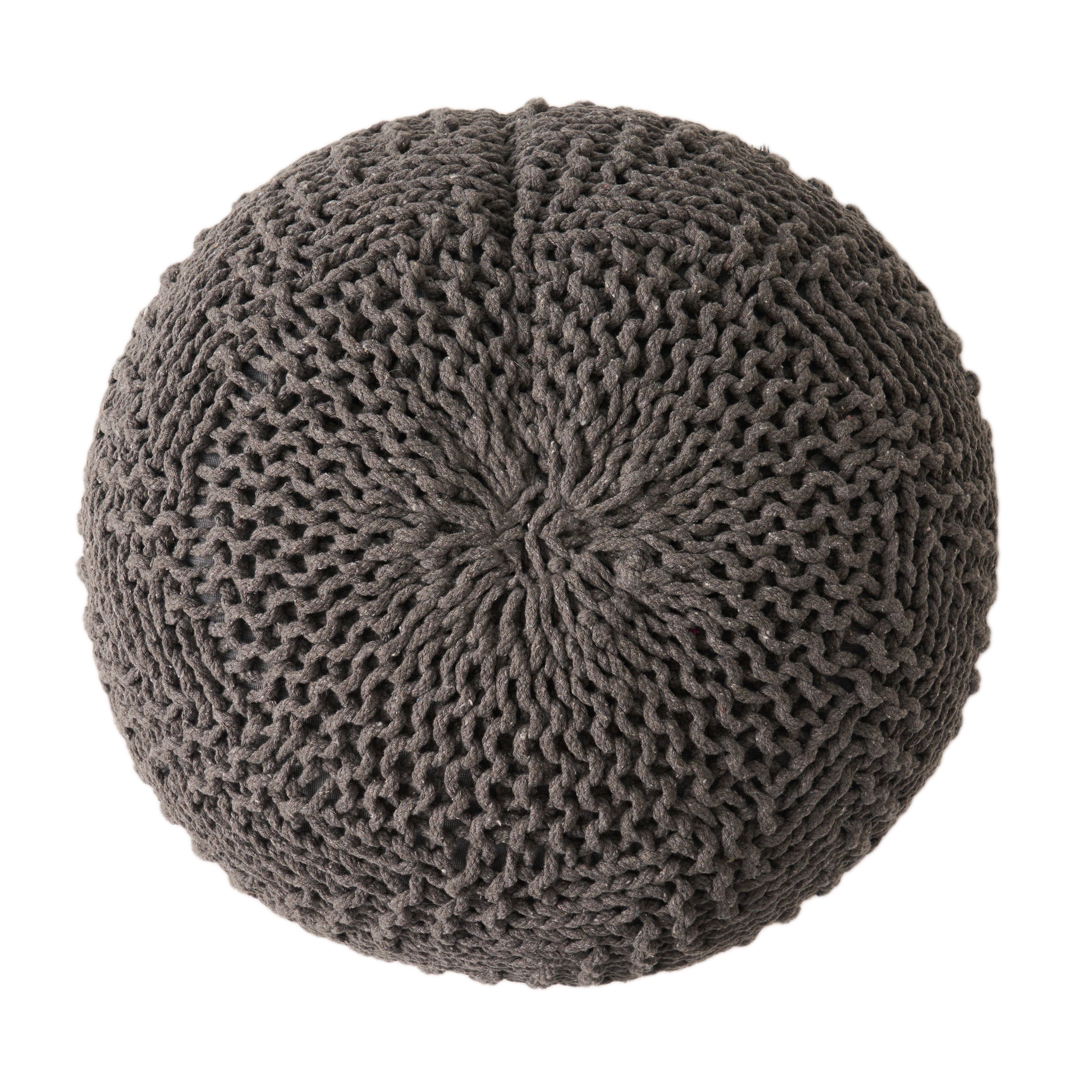 Hazel Knitted Cotton Yarn 20 x 20 Round Pouf