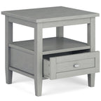 Warm Shaker Solid Wood 20-Inch Wide Transitional End Table in Fog