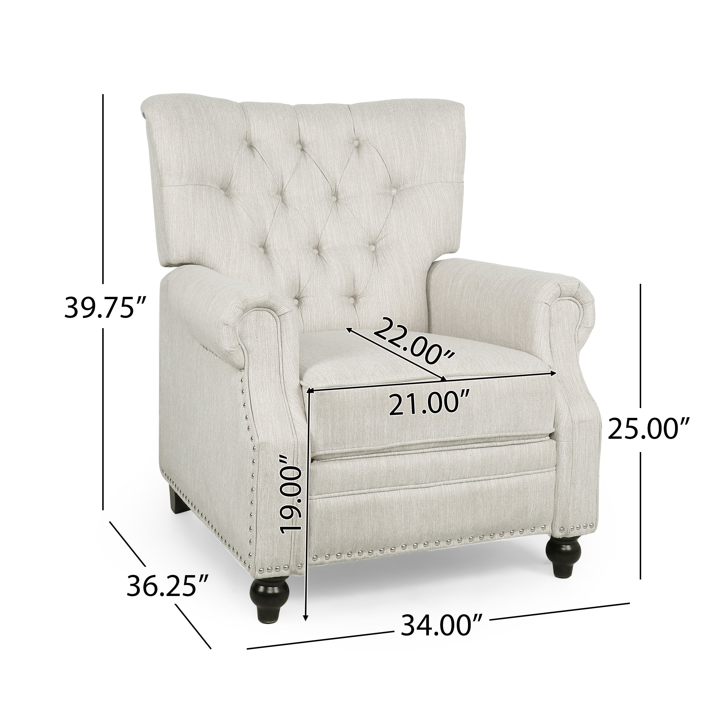 Button Tufted Heavy Duty Manual Reclining Sofa