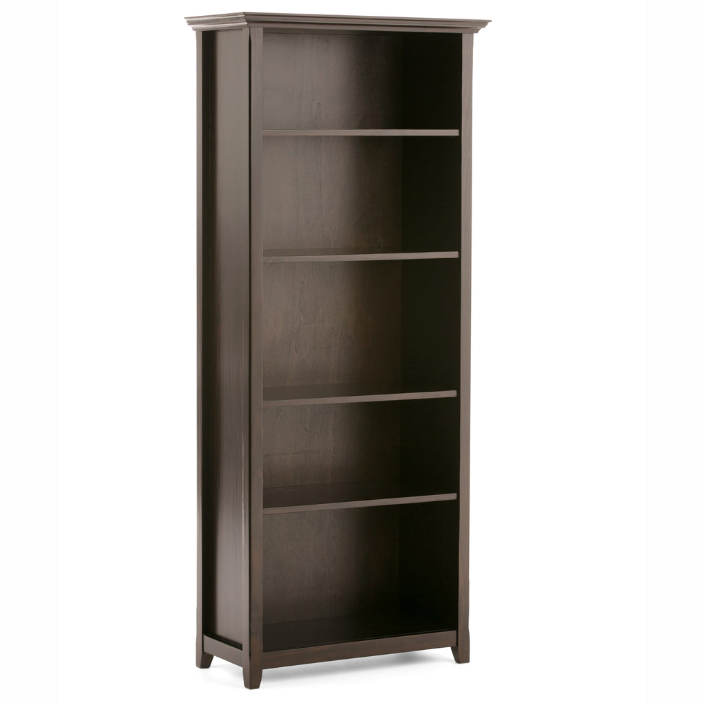 Amherst 30 Inch Solid Wood 5 Shelf Bookcase in Hickory