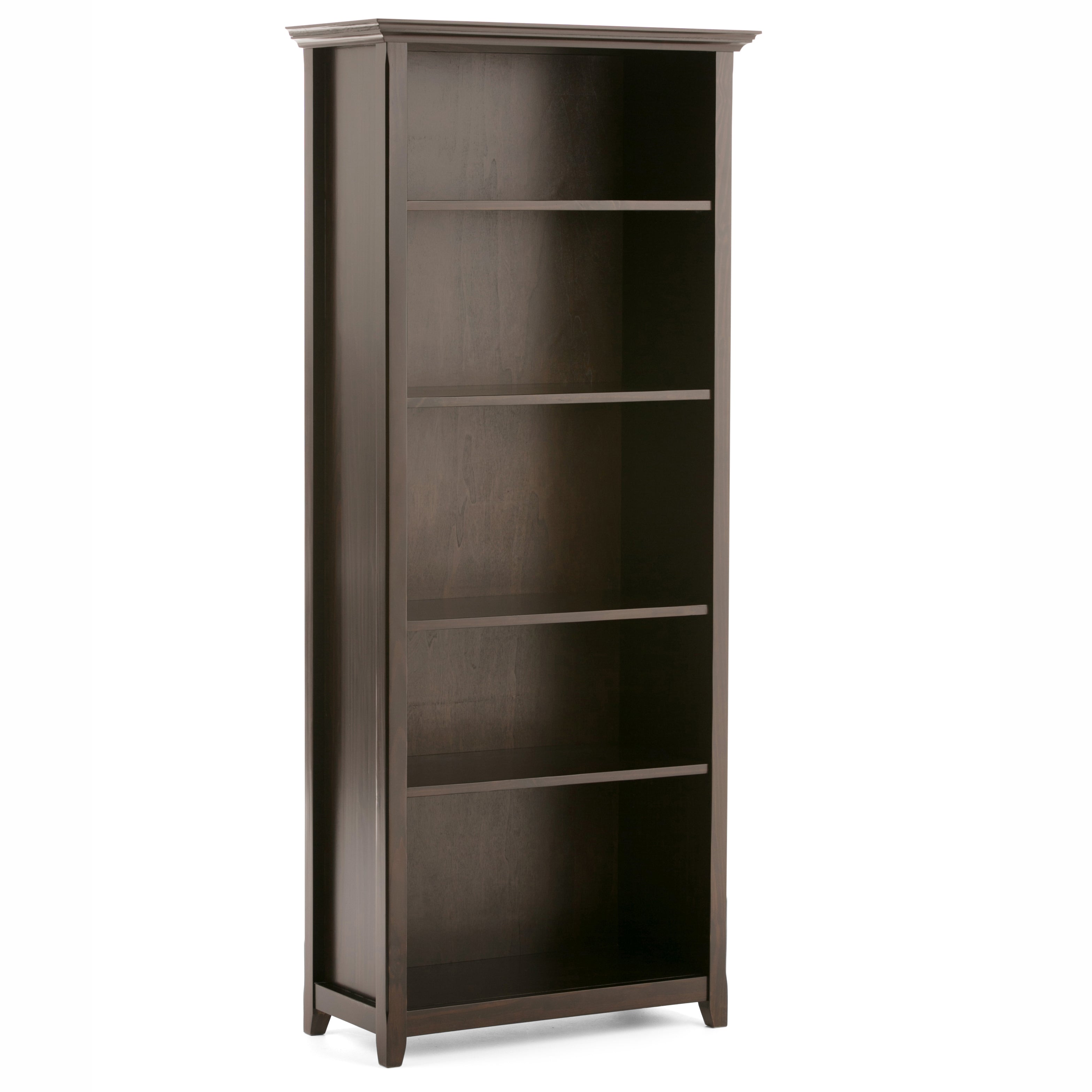 Amherst 30 Inch Solid Wood 5 Shelf Bookcase in Hickory