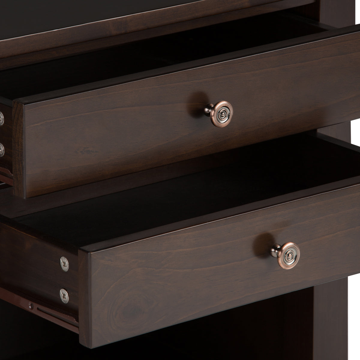 Carlton 24 Inch Wide Solid Wood Bedside Table in Brunette