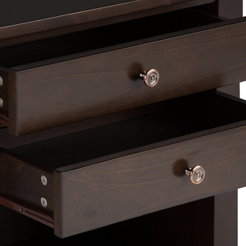 Carlton 24 Inch Wide Solid Wood Bedside Table in Brunette