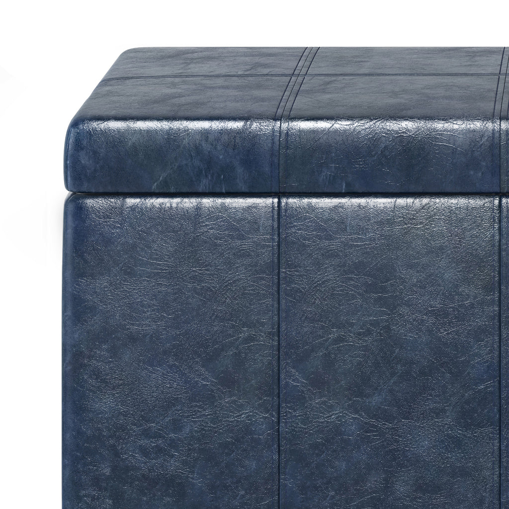 Dover 36 Inch Wide Storage Ottoman Bench in Denim