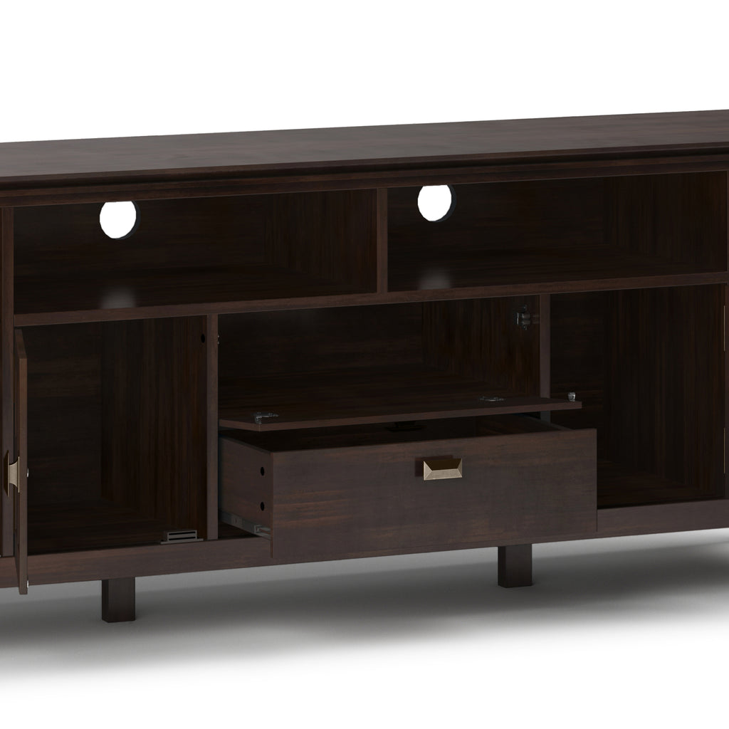 Artisan 72 Inch Wide Solid Wood TV Stand in Tobacco