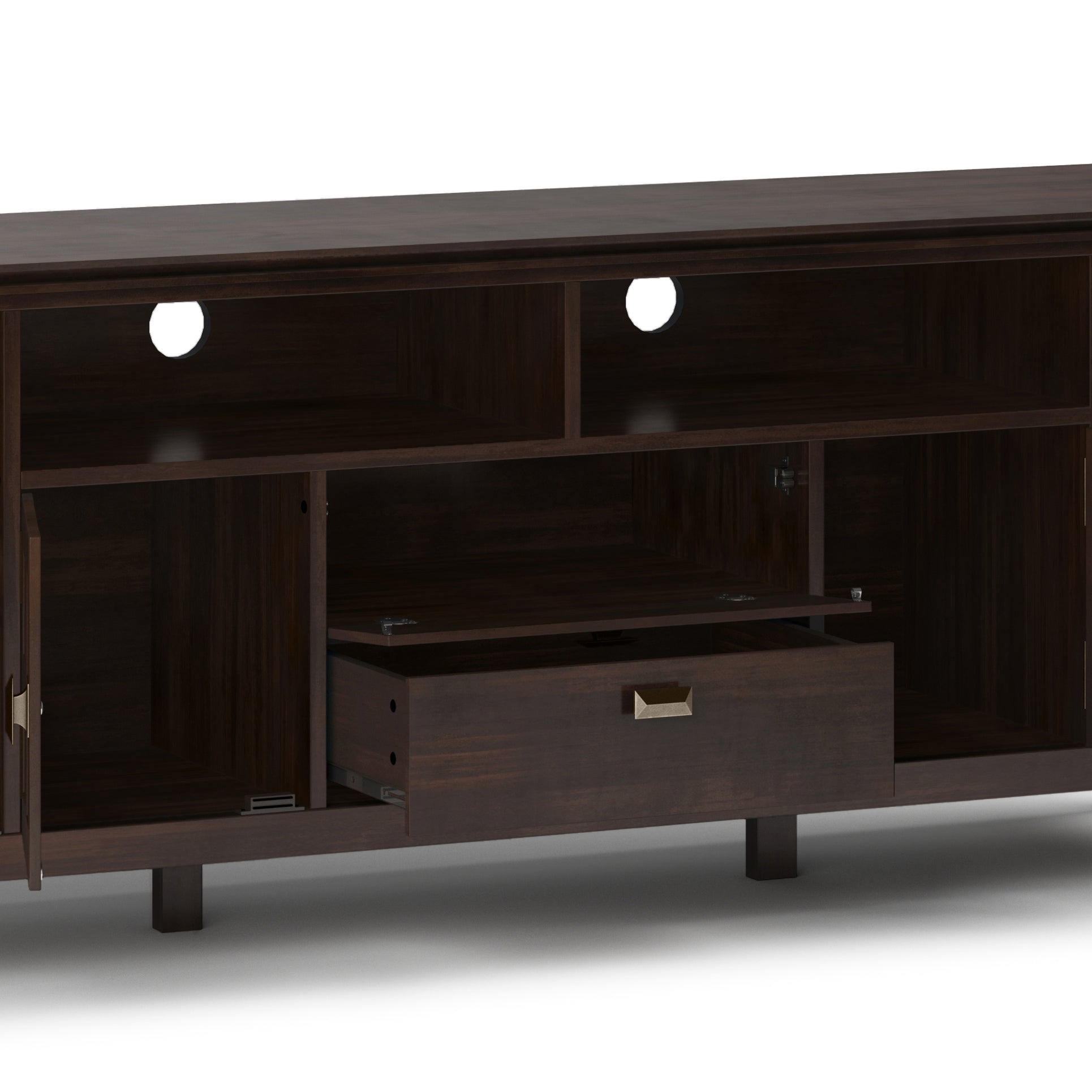 Artisan 72 Inch Wide Solid Wood TV Stand in Tobacco