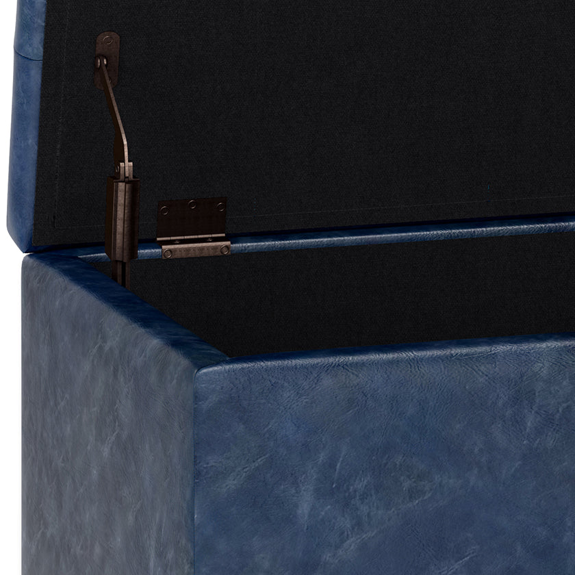 Cosmopolitan 34 Inch Wide Storage Ottoman in Denim