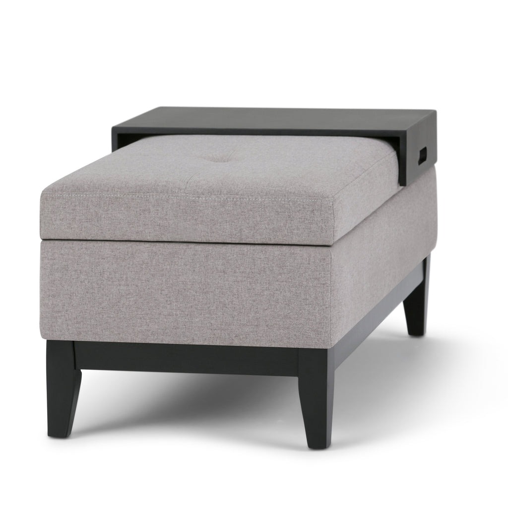 Oregon 42 Inch Wide Storage Ottoman Bench with Tray in Cloud