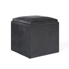 Rockwood 17 Inch Wide Cube Storage Ottoman with Tray in Distressed