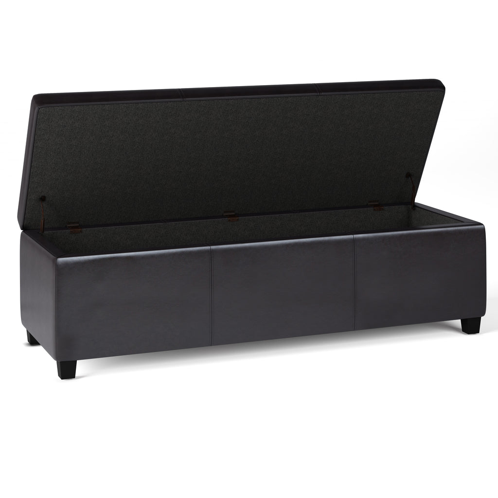 Avalon 54 Inch Wide Extra Large Storage Ottoman Bench in Tanners