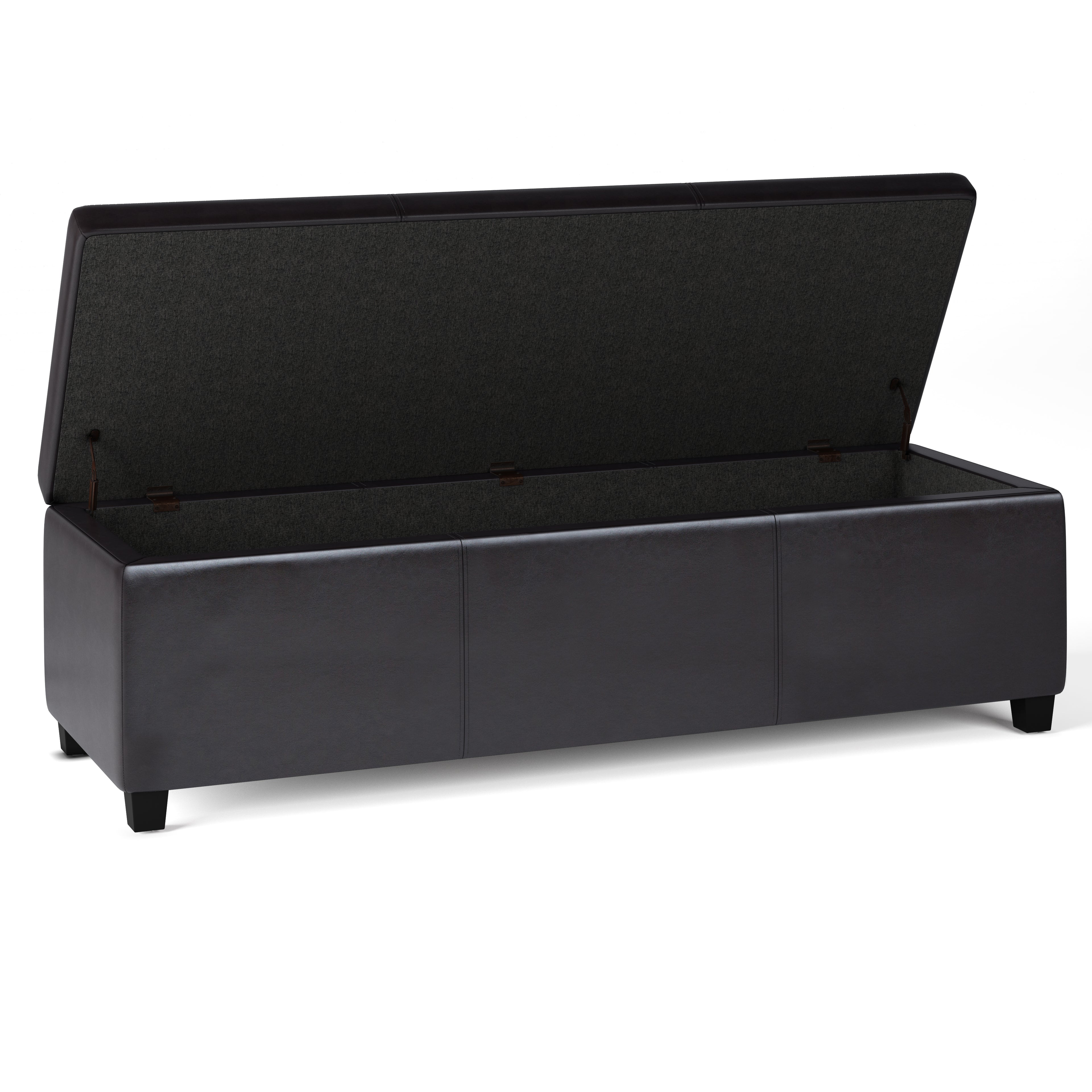 Avalon 54 Inch Wide Extra Large Storage Ottoman Bench in Tanners